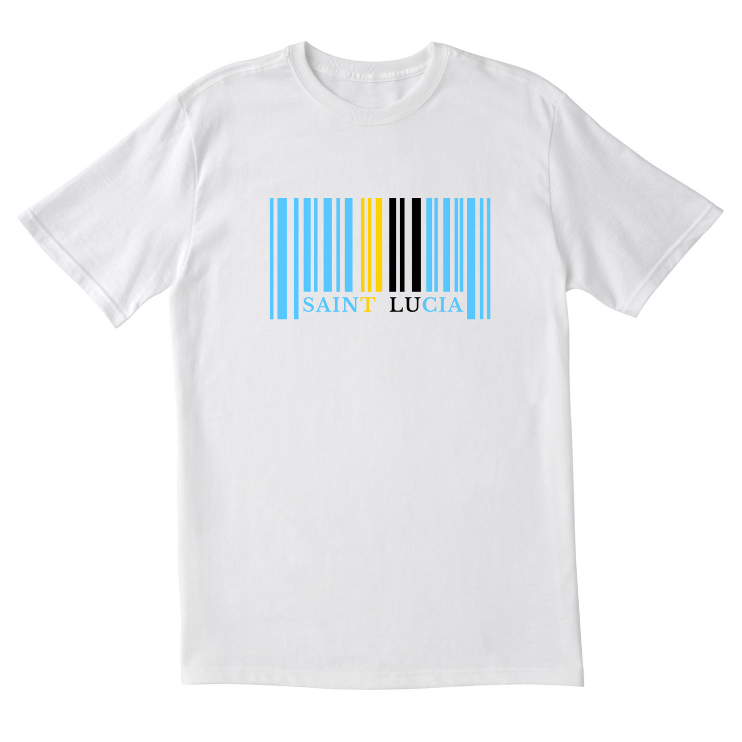 Saint Lucia Barcode in Color - Unisex Short Sleeve Tee