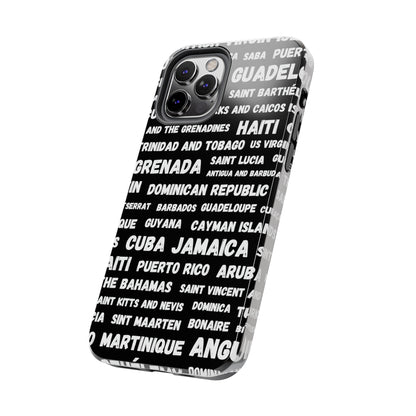 iPhone Tough Phone Cases - Caribbean Country Names - Black