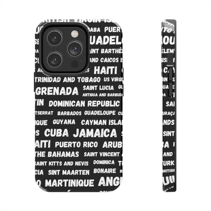 iPhone Tough Phone Cases - Caribbean Country Names - Black