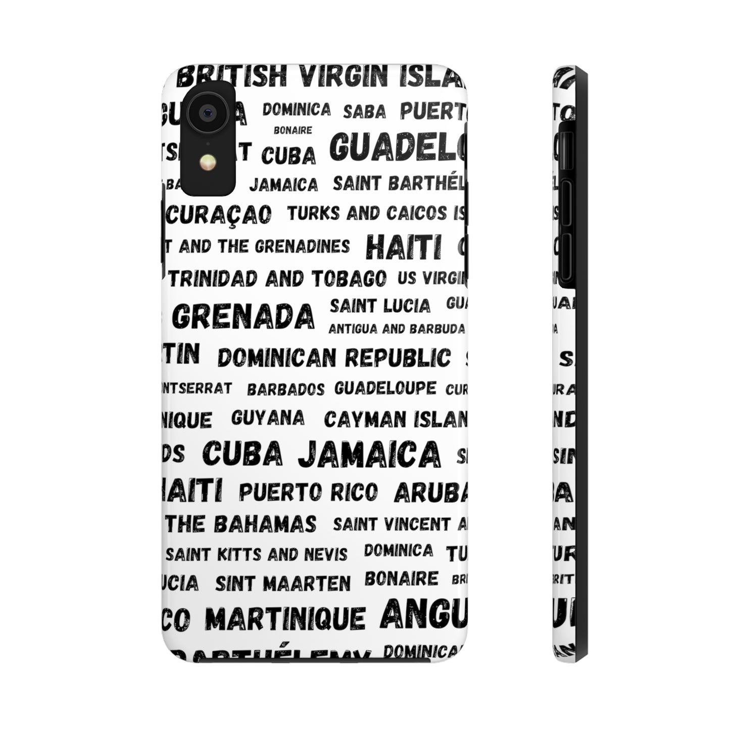 iPhone Tough Phone Cases - Caribbean Country Names - White