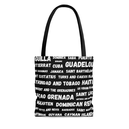 Caribbean Country Names Tote Bag - Black