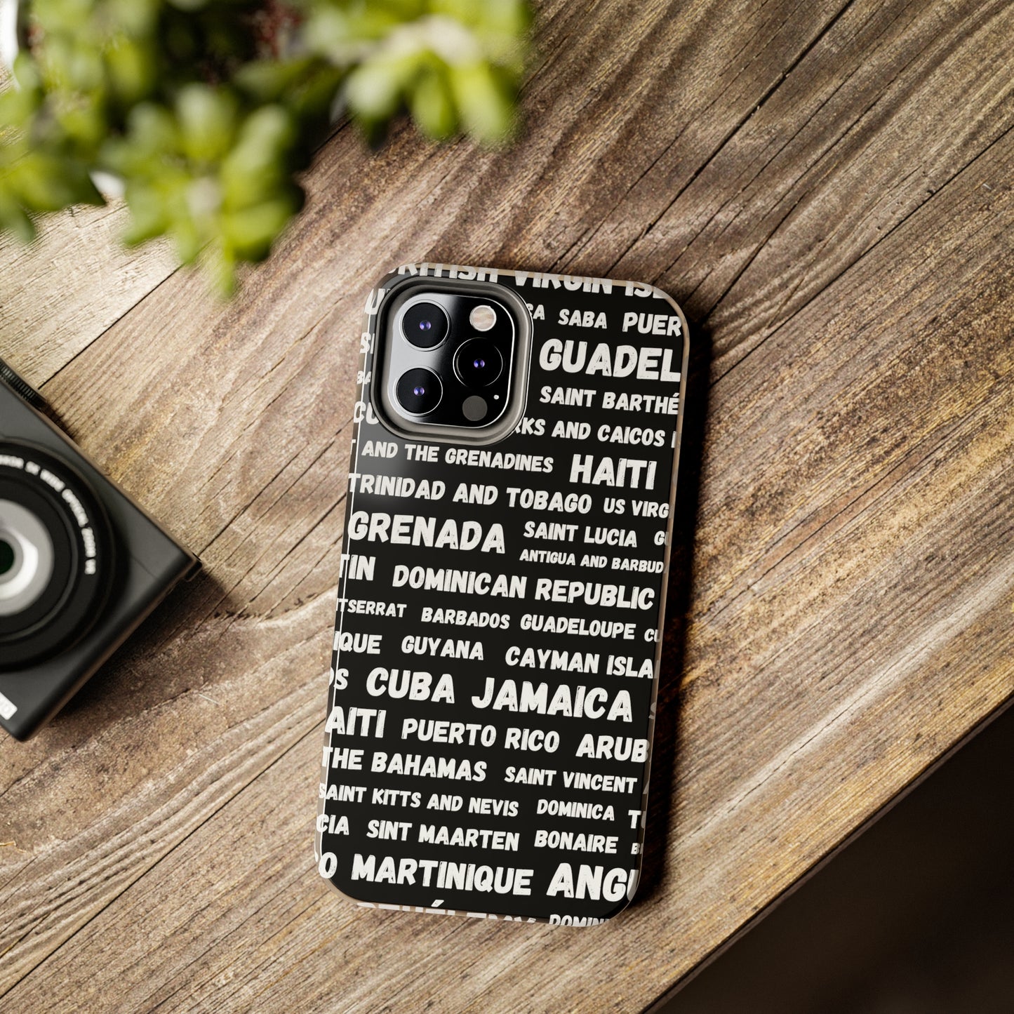 iPhone Tough Phone Cases - Caribbean Country Names - Black