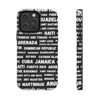 iPhone Tough Phone Cases - Caribbean Country Names - Black