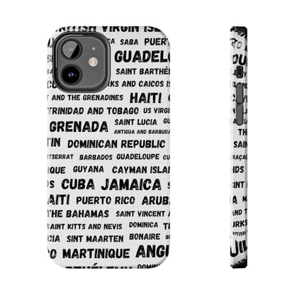 iPhone Tough Phone Cases - Caribbean Country Names - White