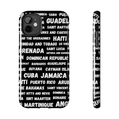 iPhone Tough Phone Cases - Caribbean Country Names - Black