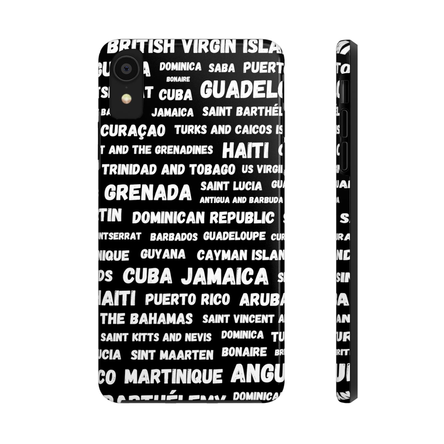 iPhone Tough Phone Cases - Caribbean Country Names - Black