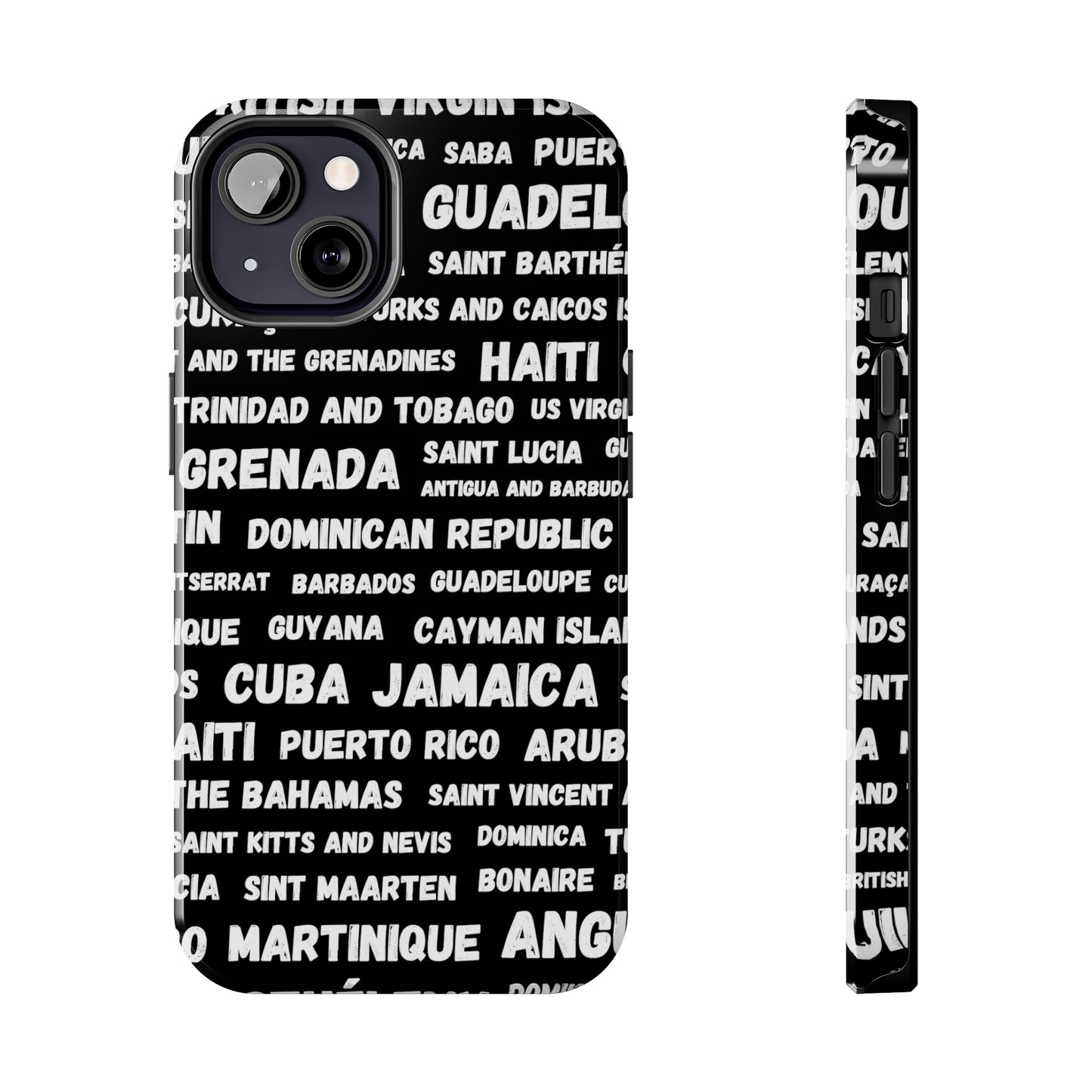 iPhone Tough Phone Cases - Caribbean Country Names - Black