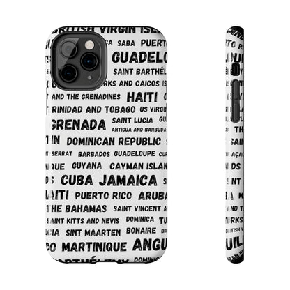 iPhone Tough Phone Cases - Caribbean Country Names - White