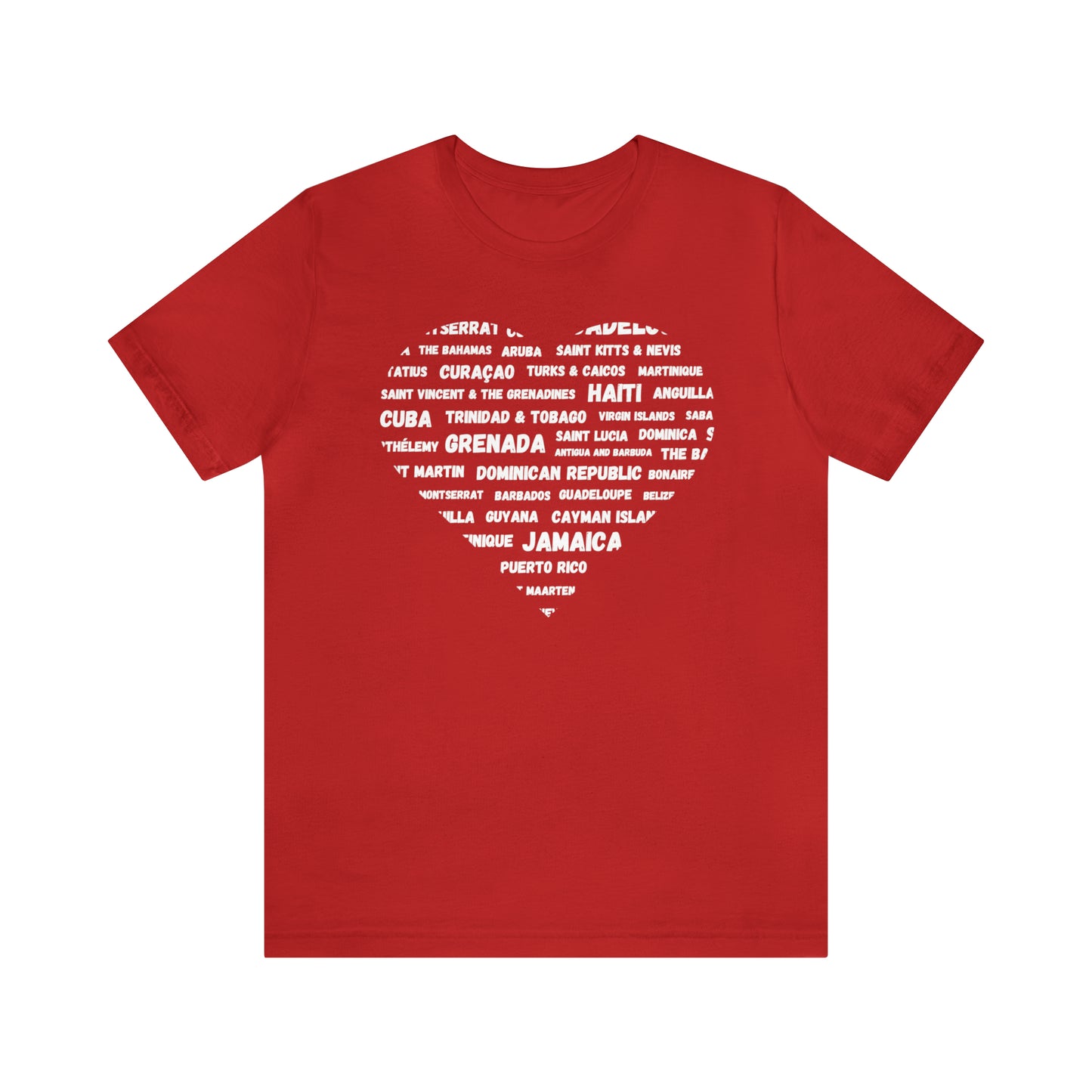 Heart with Country Names - Unisex Jersey Short Sleeve Tee