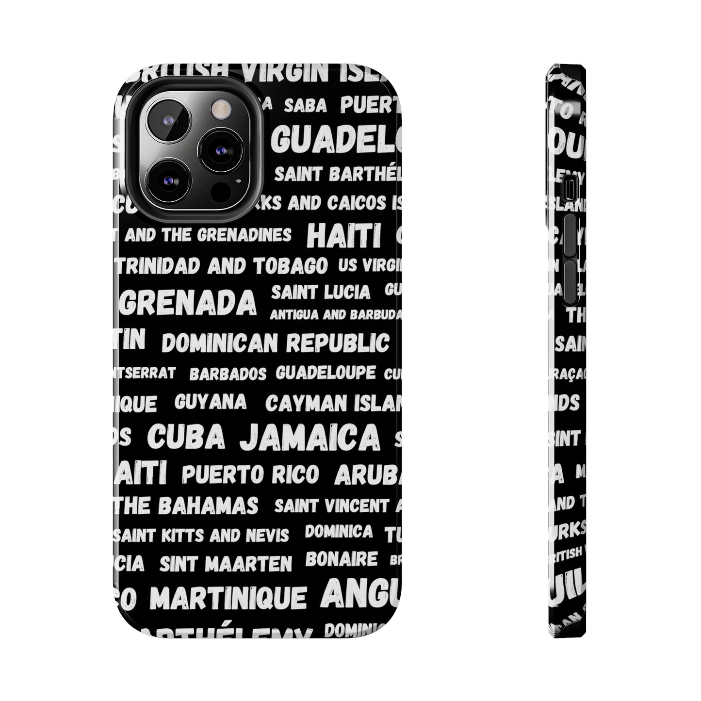 iPhone Tough Phone Cases - Caribbean Country Names - Black