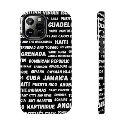 iPhone Tough Phone Cases - Caribbean Country Names - Black