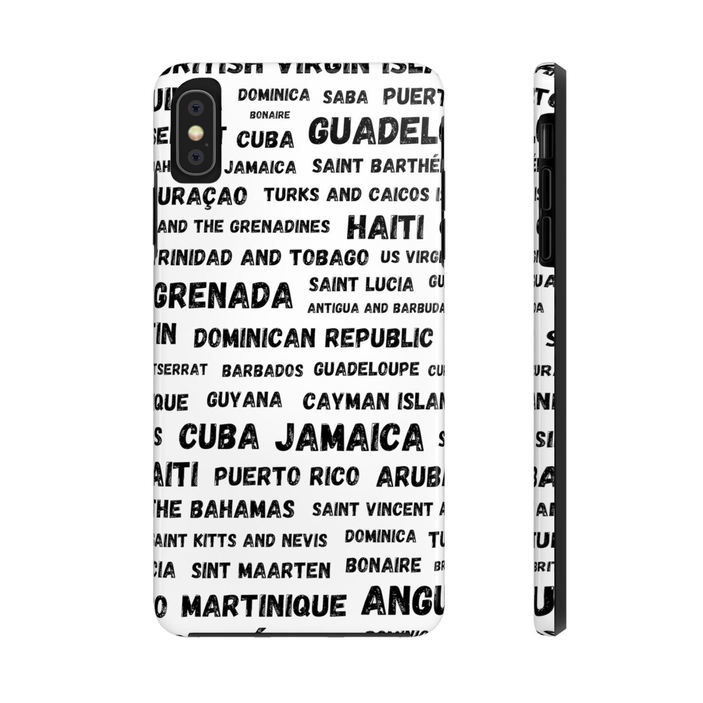 iPhone Tough Phone Cases - Caribbean Country Names - White