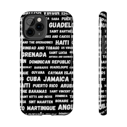 iPhone Tough Phone Cases - Caribbean Country Names - Black