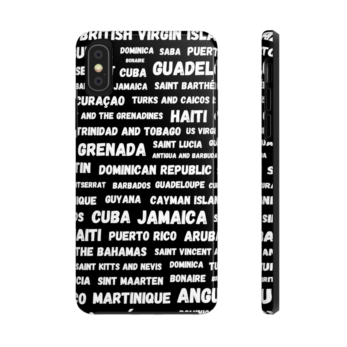 iPhone Tough Phone Cases - Caribbean Country Names - Black