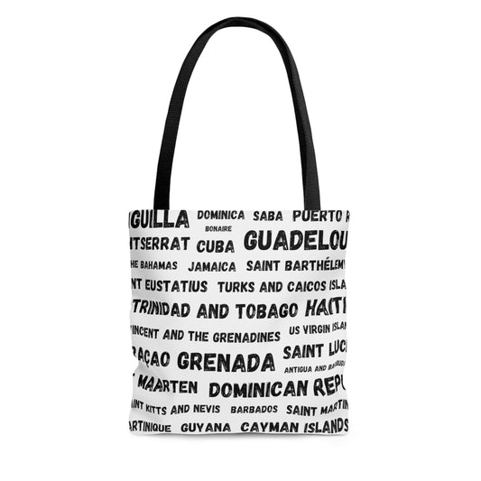 Caribbean Country Names Tote Bag - White & Black