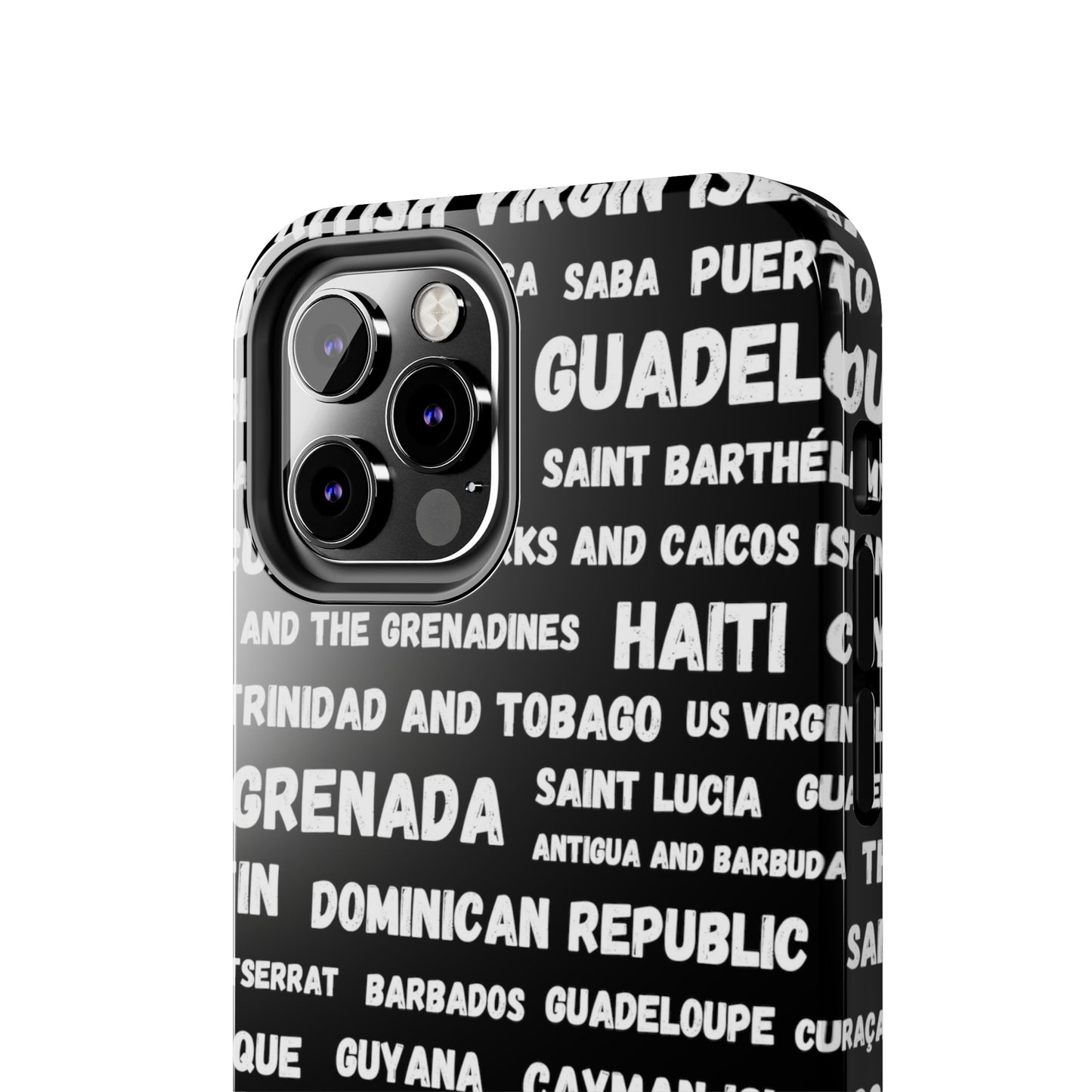 iPhone Tough Phone Cases - Caribbean Country Names - Black