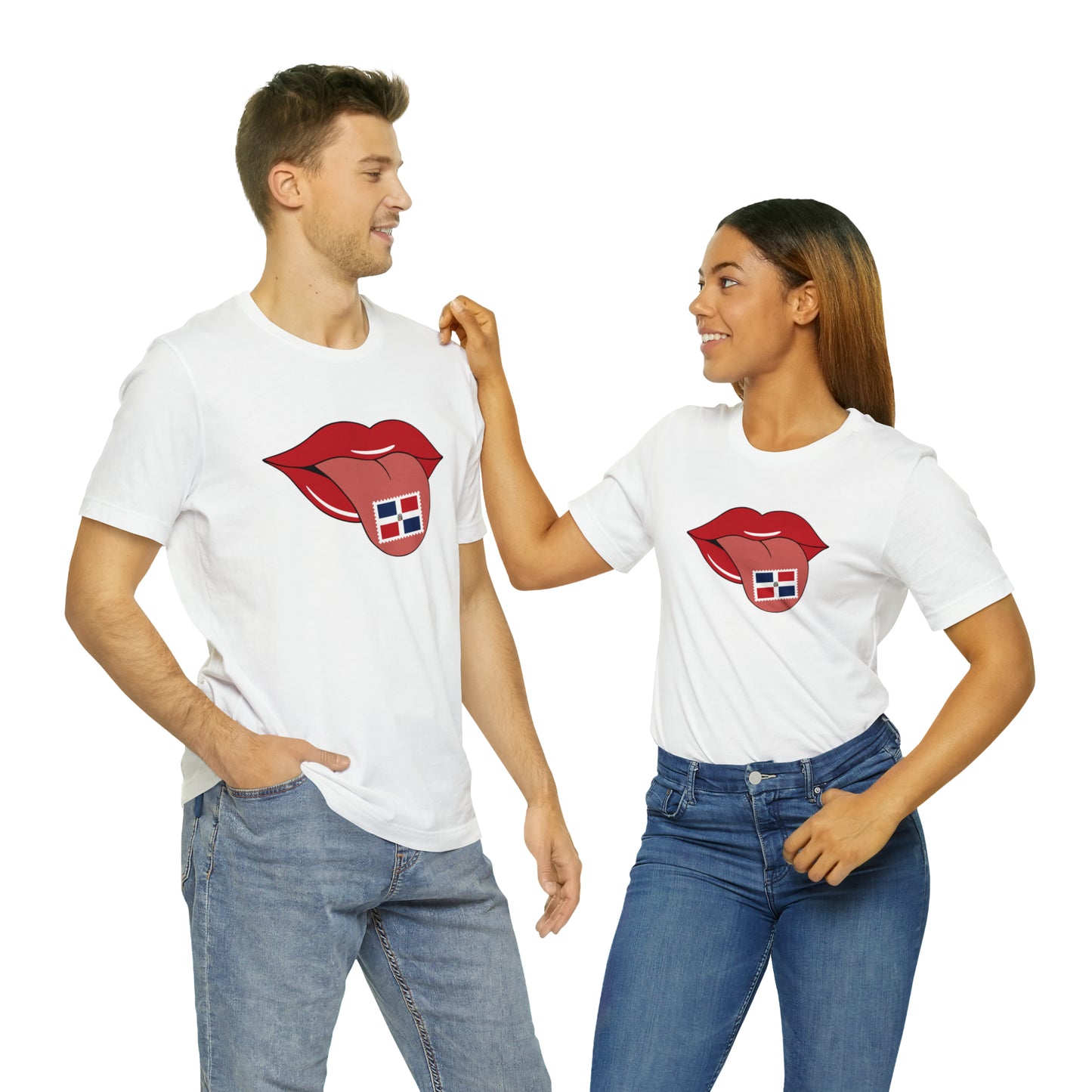 Tongue with Dominican Republic Stamp - Unisex Jersey Short Sleeve Tee