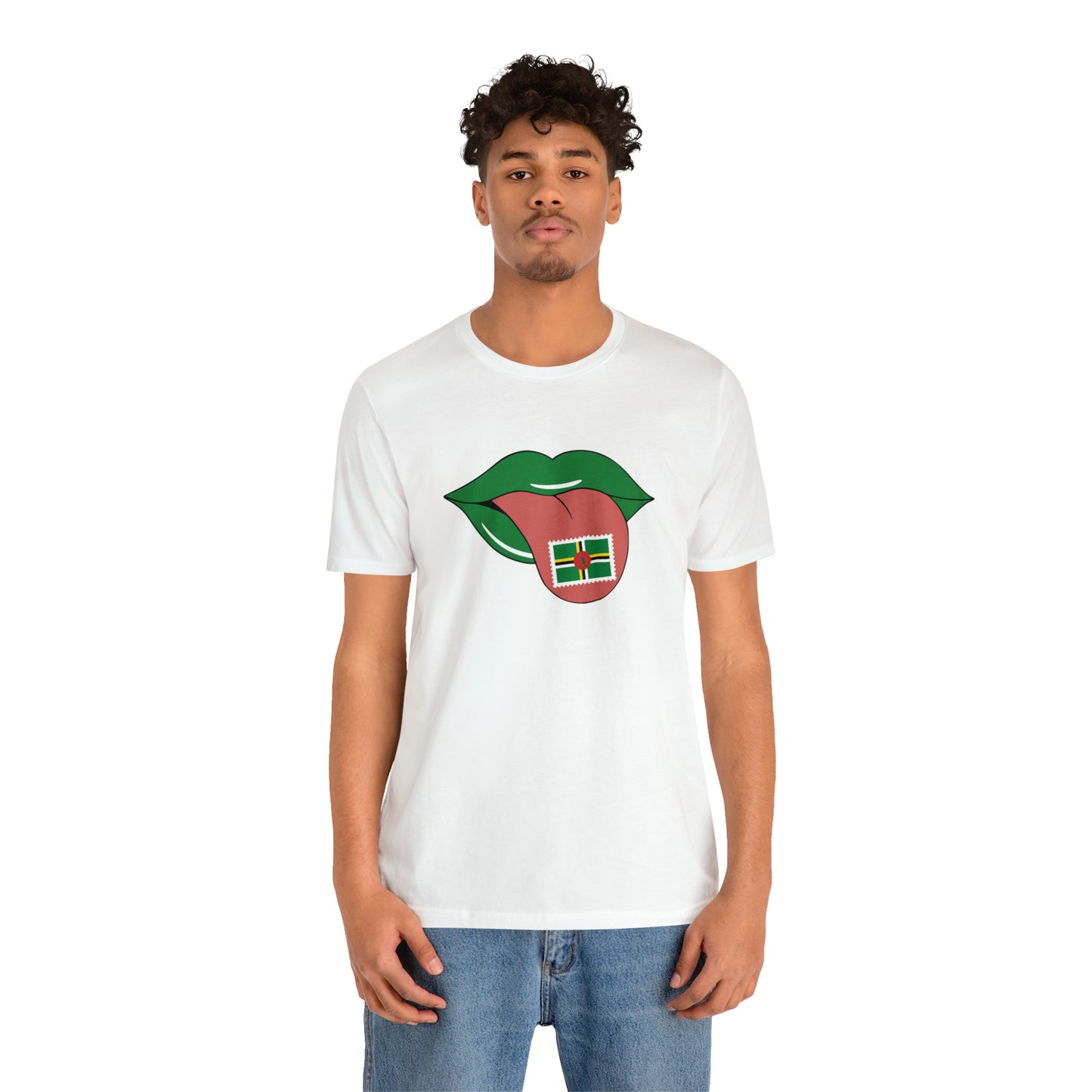 Tongue with Dominica Stamp - Unisex Jersey Short Sleeve Tee