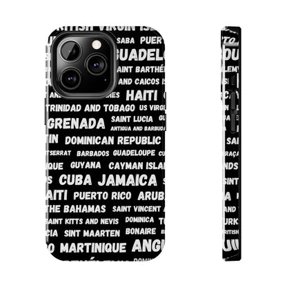 iPhone Tough Phone Cases - Caribbean Country Names - Black