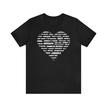 Heart with Country Names - Unisex Jersey Short Sleeve Tee