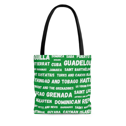 Caribbean Country Names Tote Bag - Green