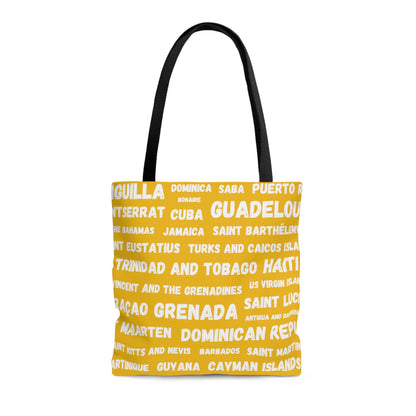 Caribbean Country Names Tote Bag - Yellow
