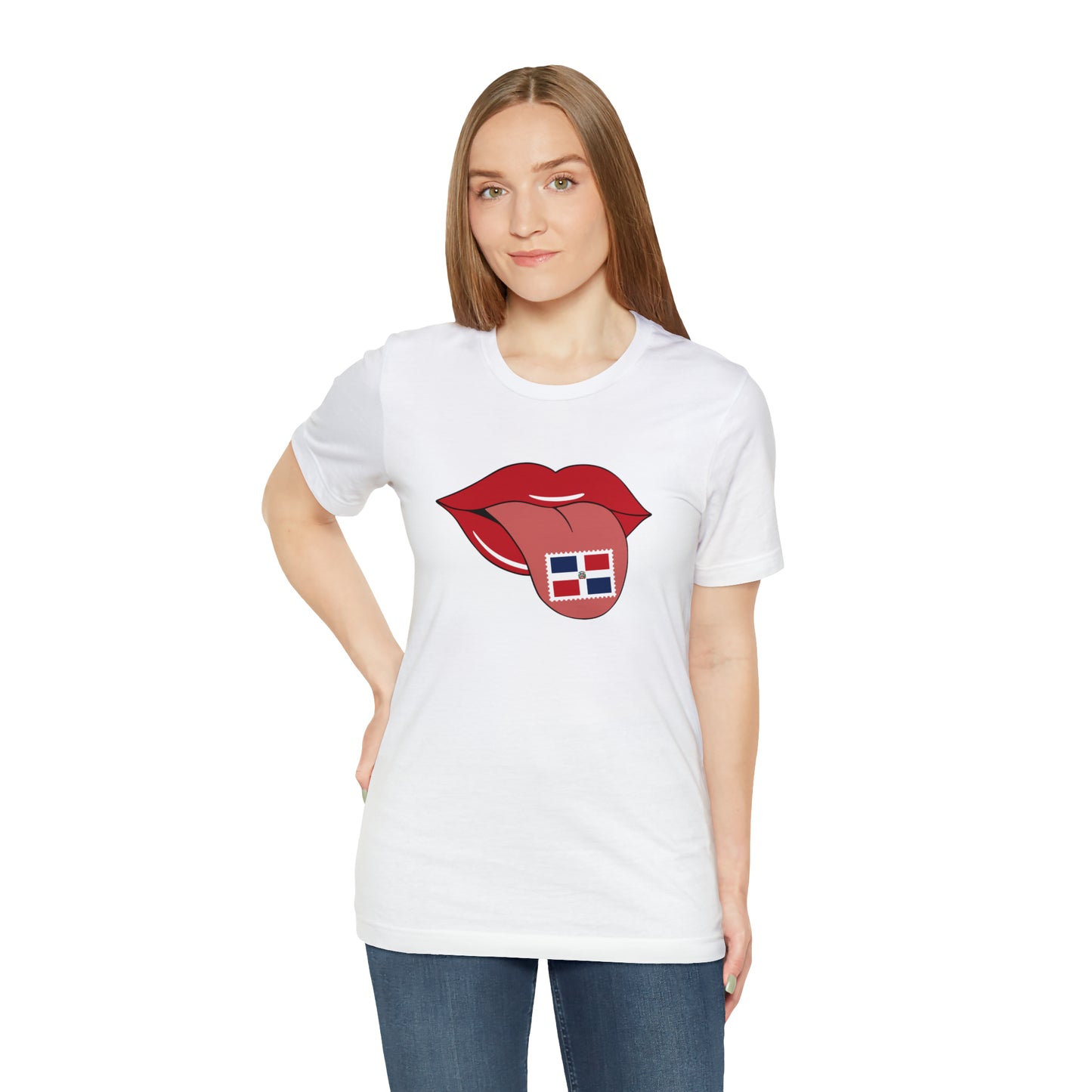 Tongue with Dominican Republic Stamp - Unisex Jersey Short Sleeve Tee