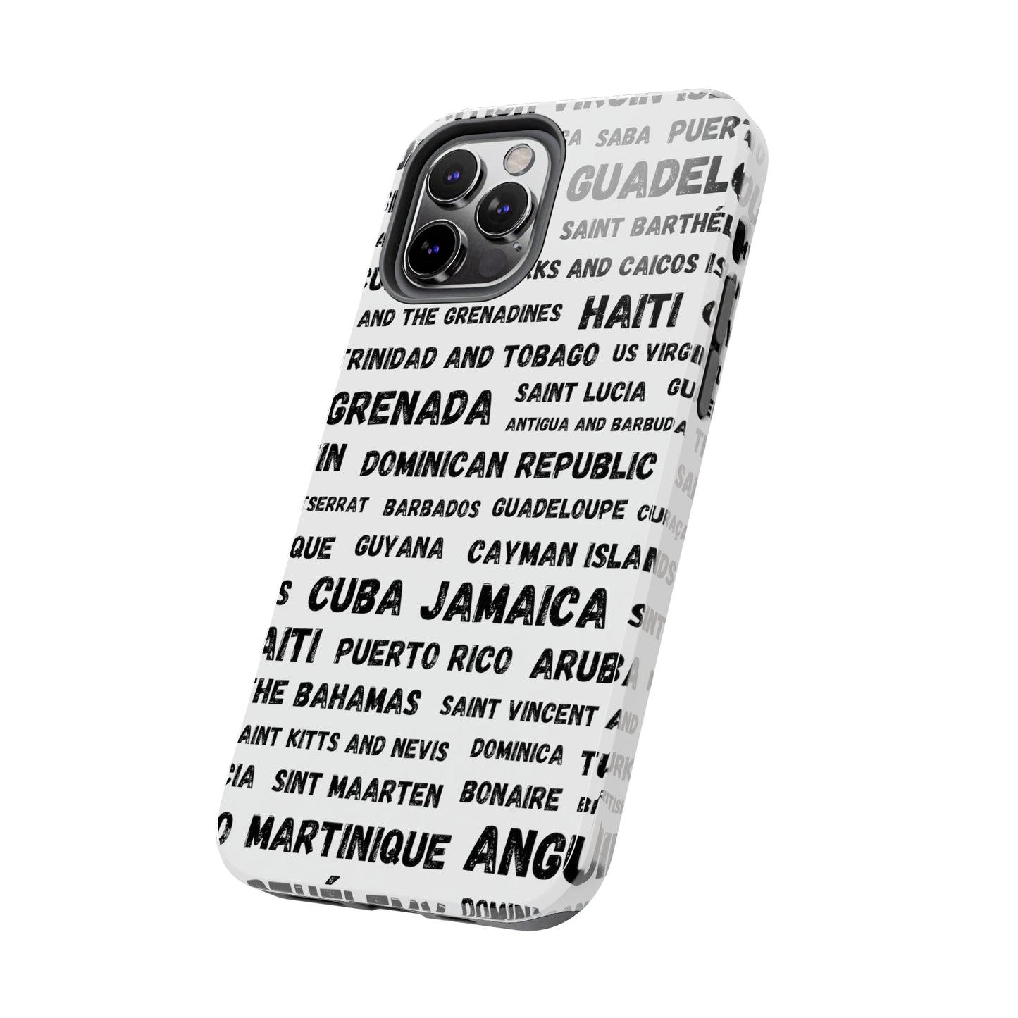 iPhone Tough Phone Cases - Caribbean Country Names - White