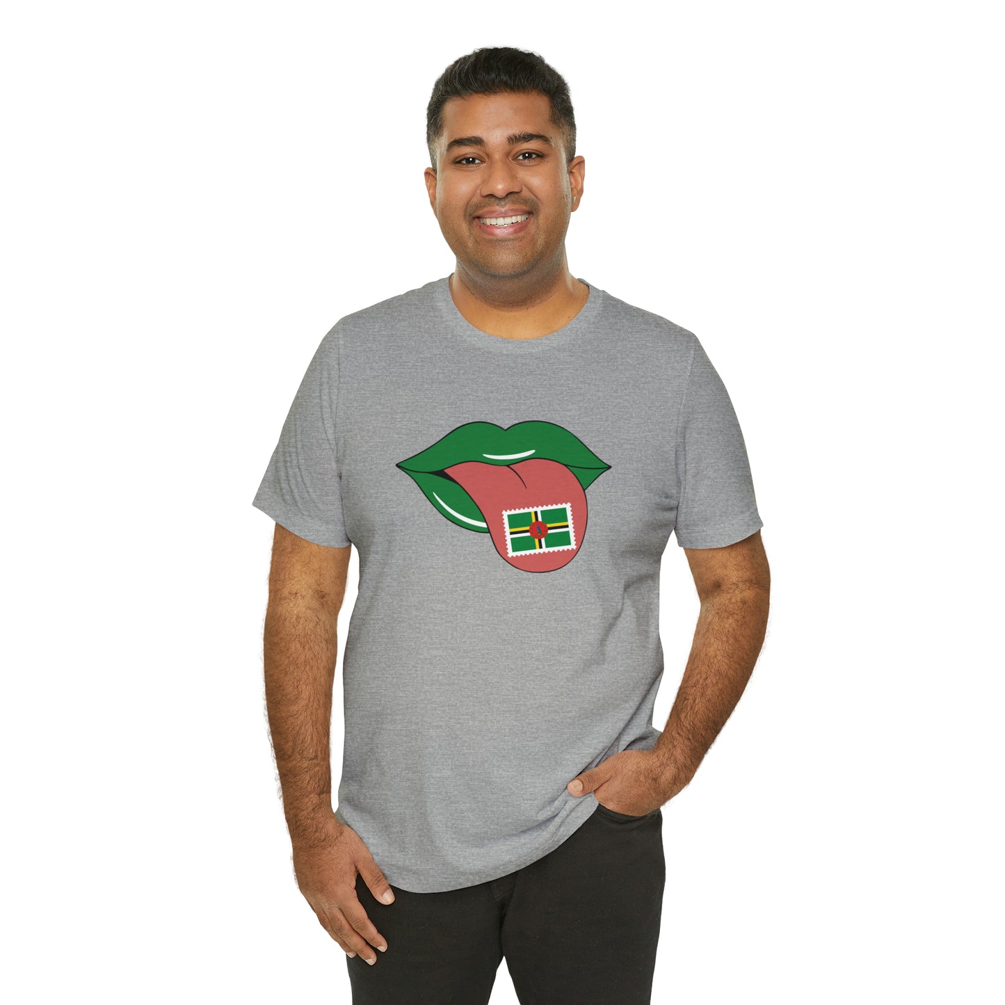 Tongue with Dominica Stamp - Unisex Jersey Short Sleeve Tee