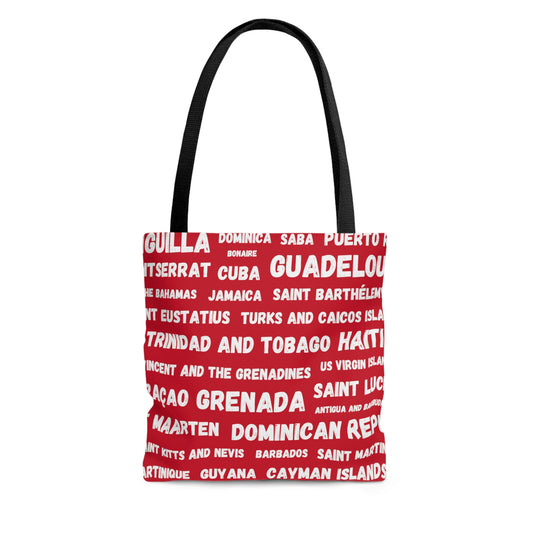 Caribbean Country Names Tote Bag - Red