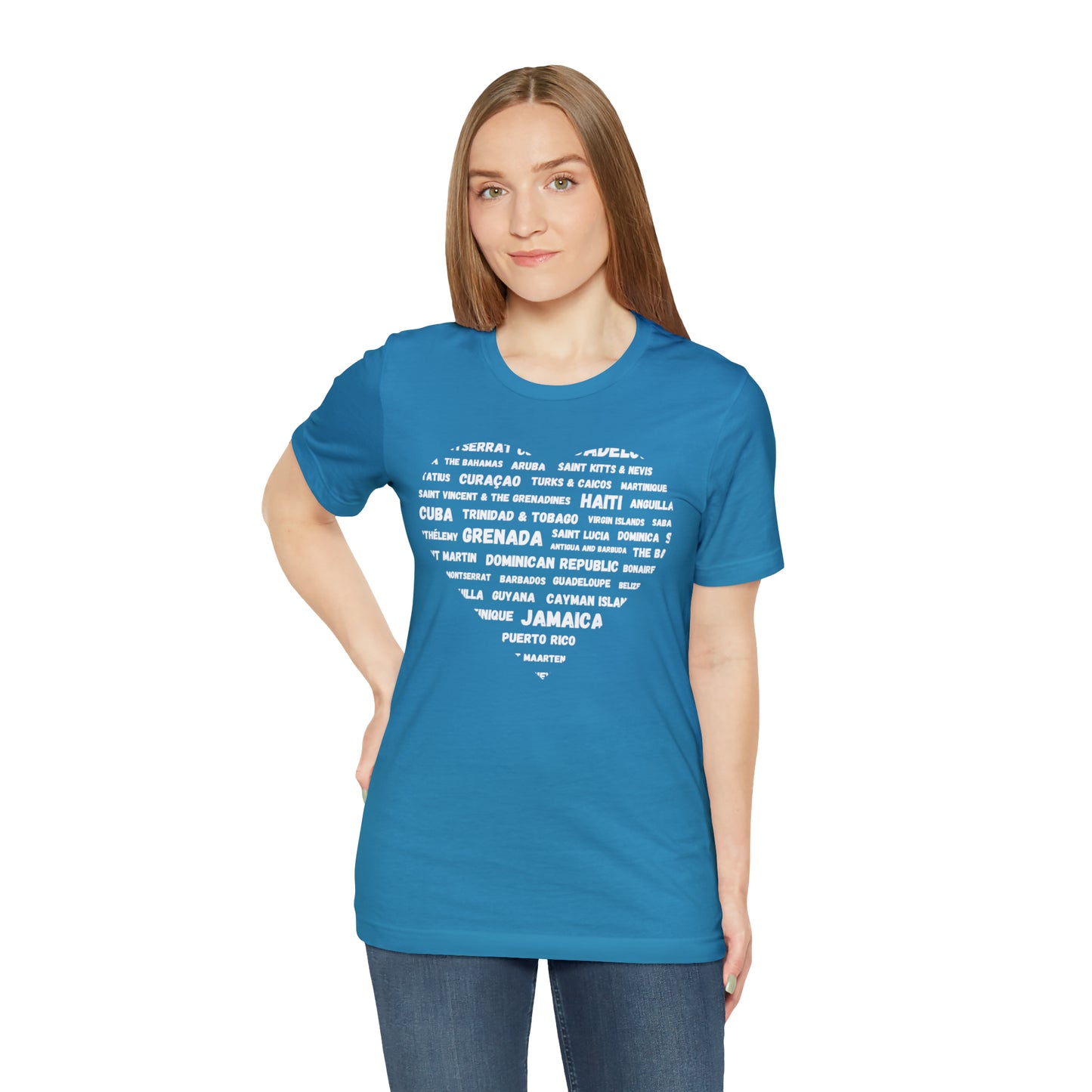 Heart with Country Names - Unisex Jersey Short Sleeve Tee