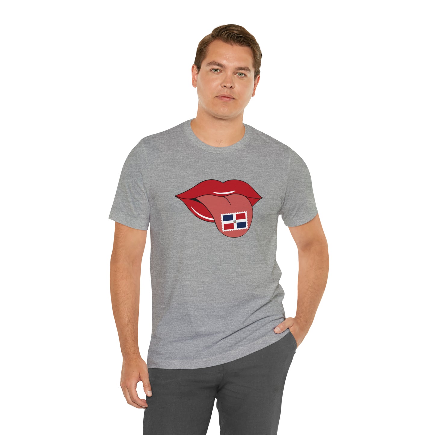 Tongue with Dominican Republic Stamp - Unisex Jersey Short Sleeve Tee