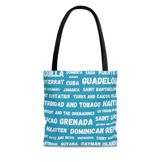 Caribbean Country Names Tote Bag - Turquoise