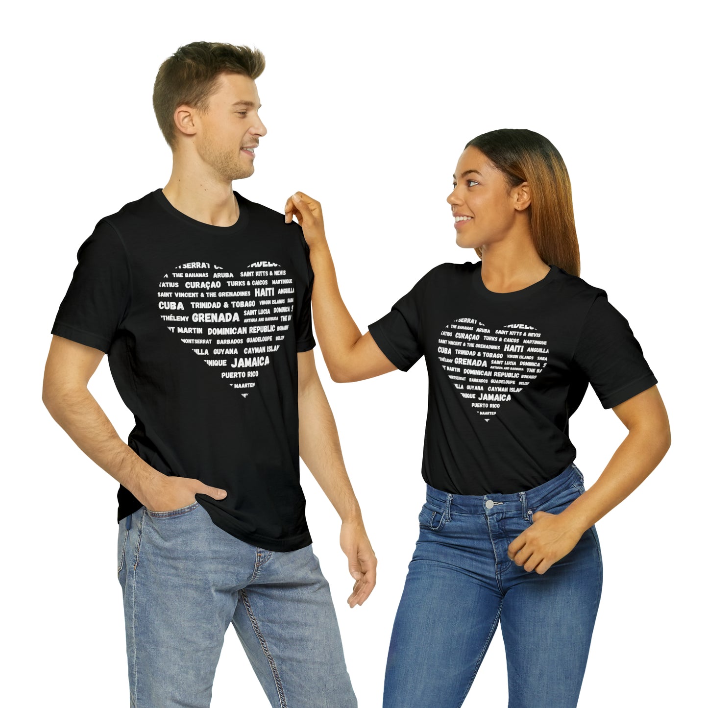 Heart with Country Names - Unisex Jersey Short Sleeve Tee