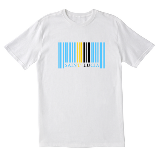 Saint Lucia Barcode in Color - Unisex Short Sleeve Tee